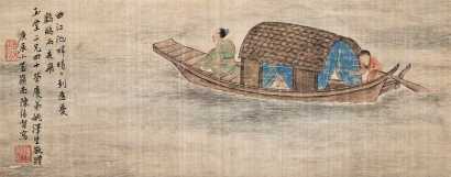 陈缘督 庚辰（1940年）作 曲江池畔 立轴